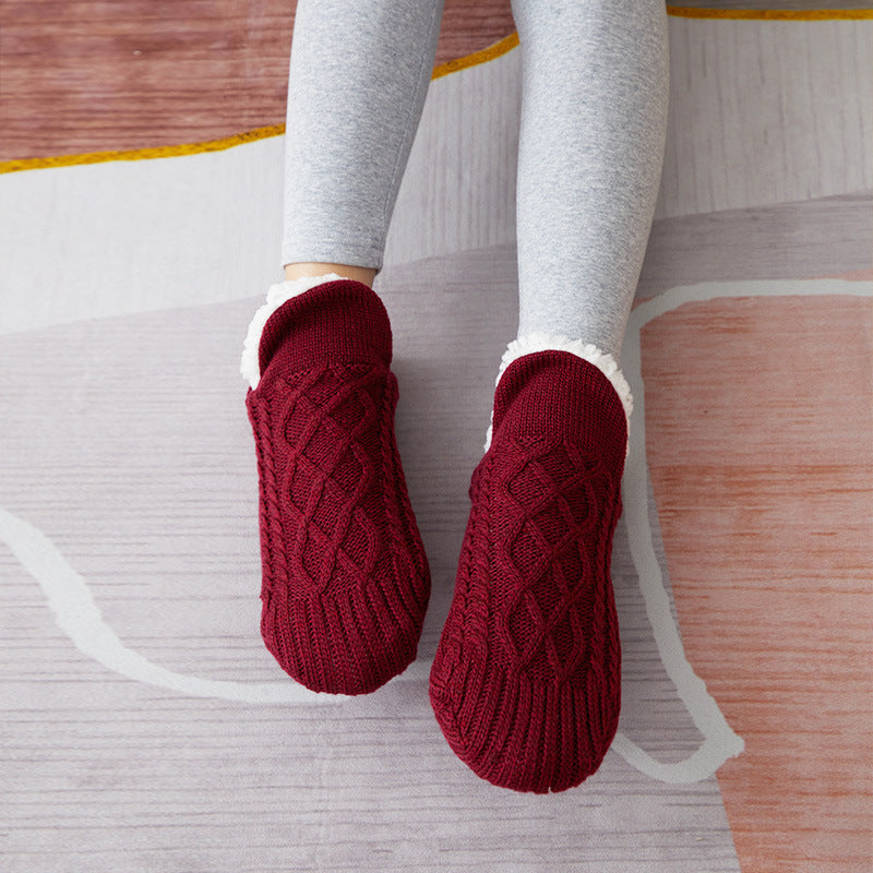 Warm Twist Slippers Socks Thick Knit Low Cut Ankle Socks