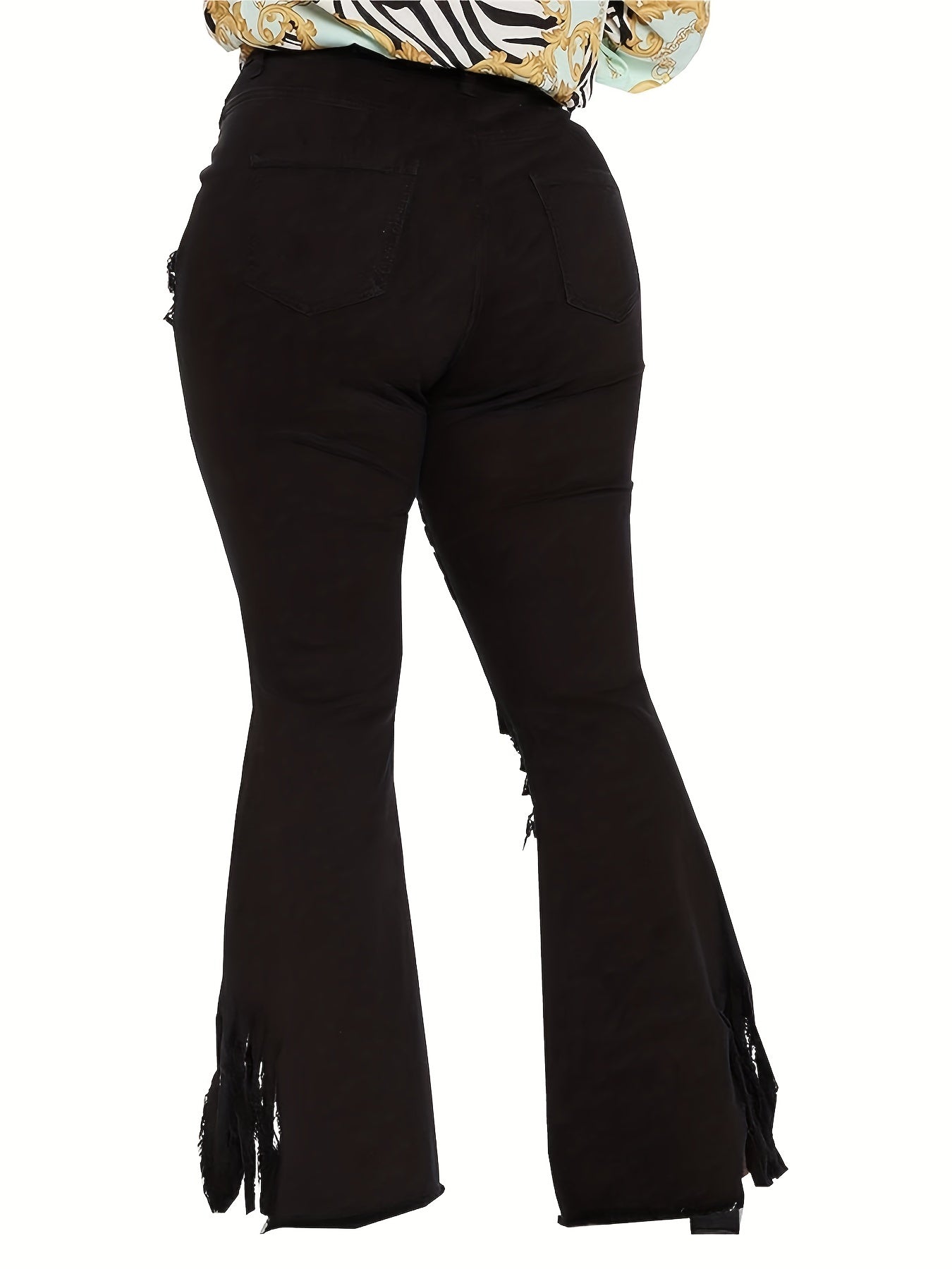  Casual Ripped High Rise Flared Leg Jeans