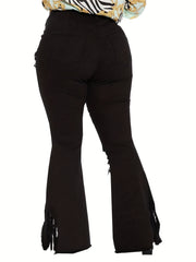  Casual Ripped High Rise Flared Leg Jeans