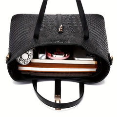 Crocodile Pattern Handbag Set Tote Bag Crossbody Satchel Purse Wristlet Clutch