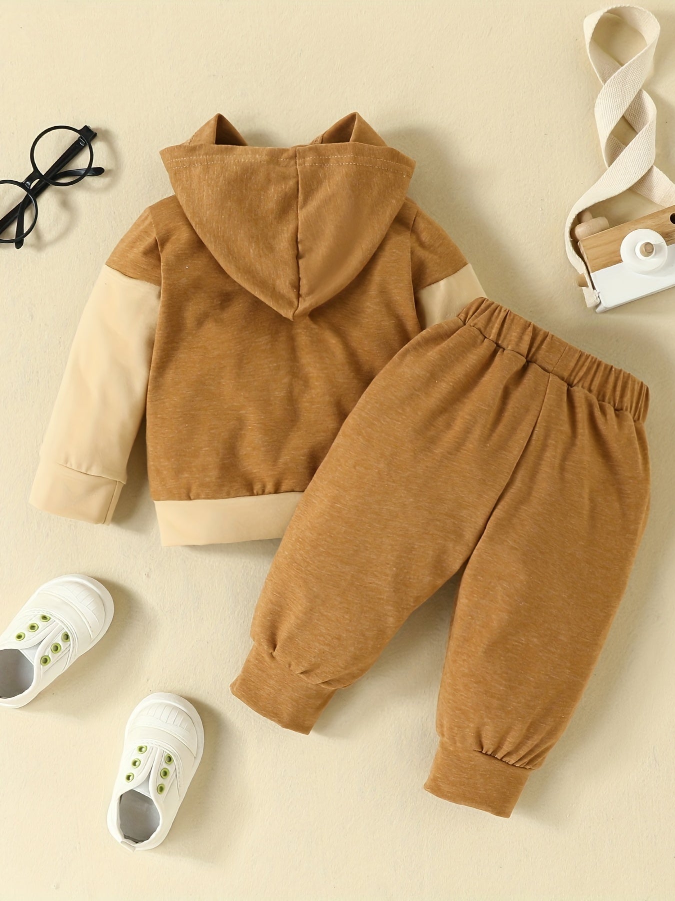 2pcs Baby Boys Casual Hooded Sweatshirt & Sweatpants Set, FUTURE Letter Print