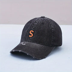 Embroidered Denim Baseball Cap Distressed Dad Hat Adjustable Unisex Sun Hats