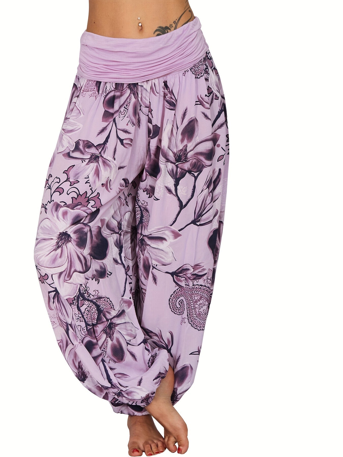  Boho Pants Women's Plus Ruched Loose Fit Baggy Pants