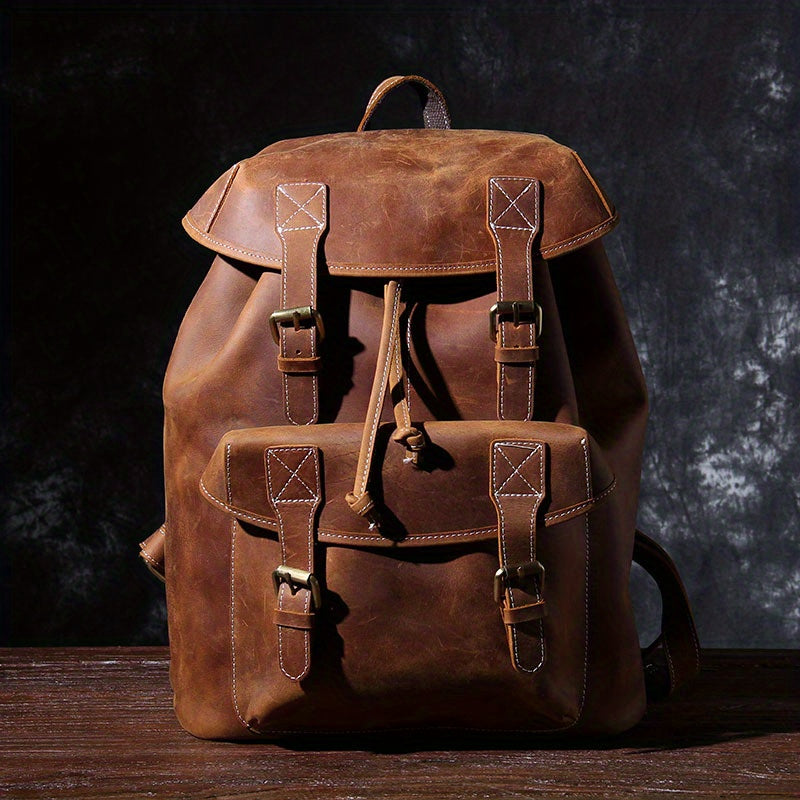Vintage Men's Leather Backpack Classic Paratroopers Bag 39