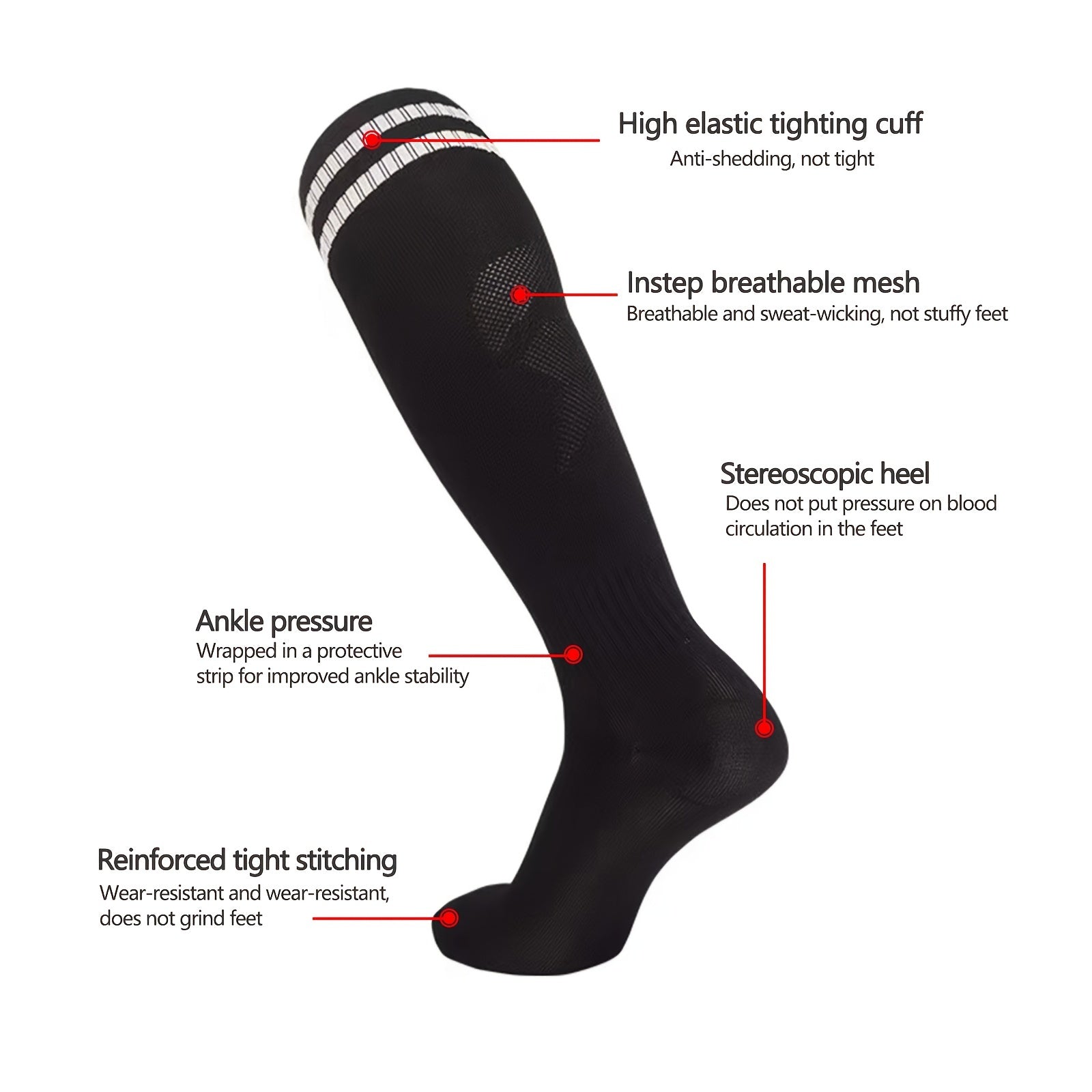 Unisex Football Socks Striped Breathable Sweat Absorbing Sports Socks