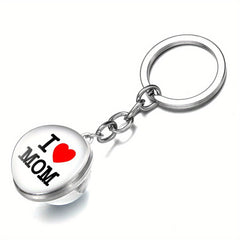I LOVE MOM Keychain Metal Key Ring Purse Handbag Car Charm Earphone Accessory