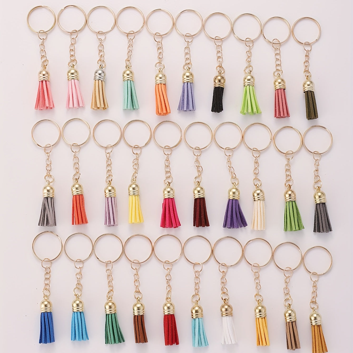 30pcs PU Leather Tassel Keychain Key Ring Bag Charm Favors Ornaments