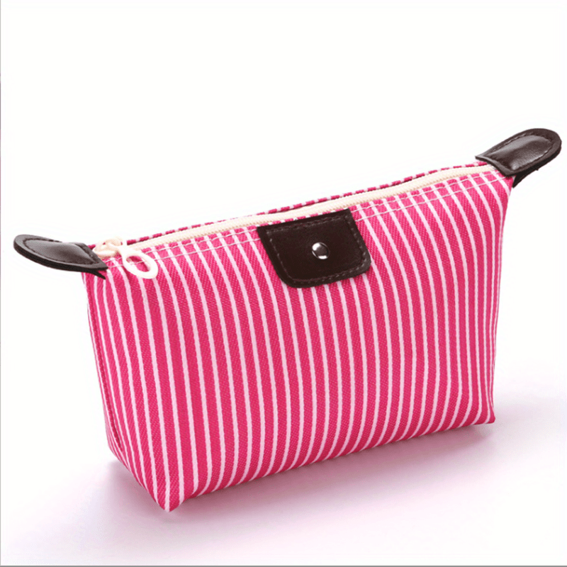 Striped Pattern Carry On Bag Zipper Cosmetic Pouch