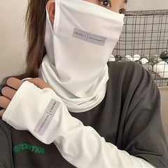 Ice Silk Sunproof Mask Ear Hook Neck Gaiter Solid Unisex Balaclava
