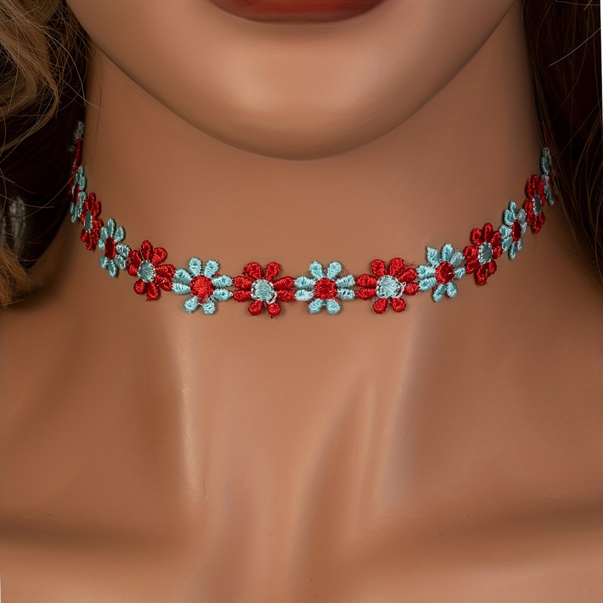 Colorful Flower Fabric Ladies Choker Necklace - Party Favors