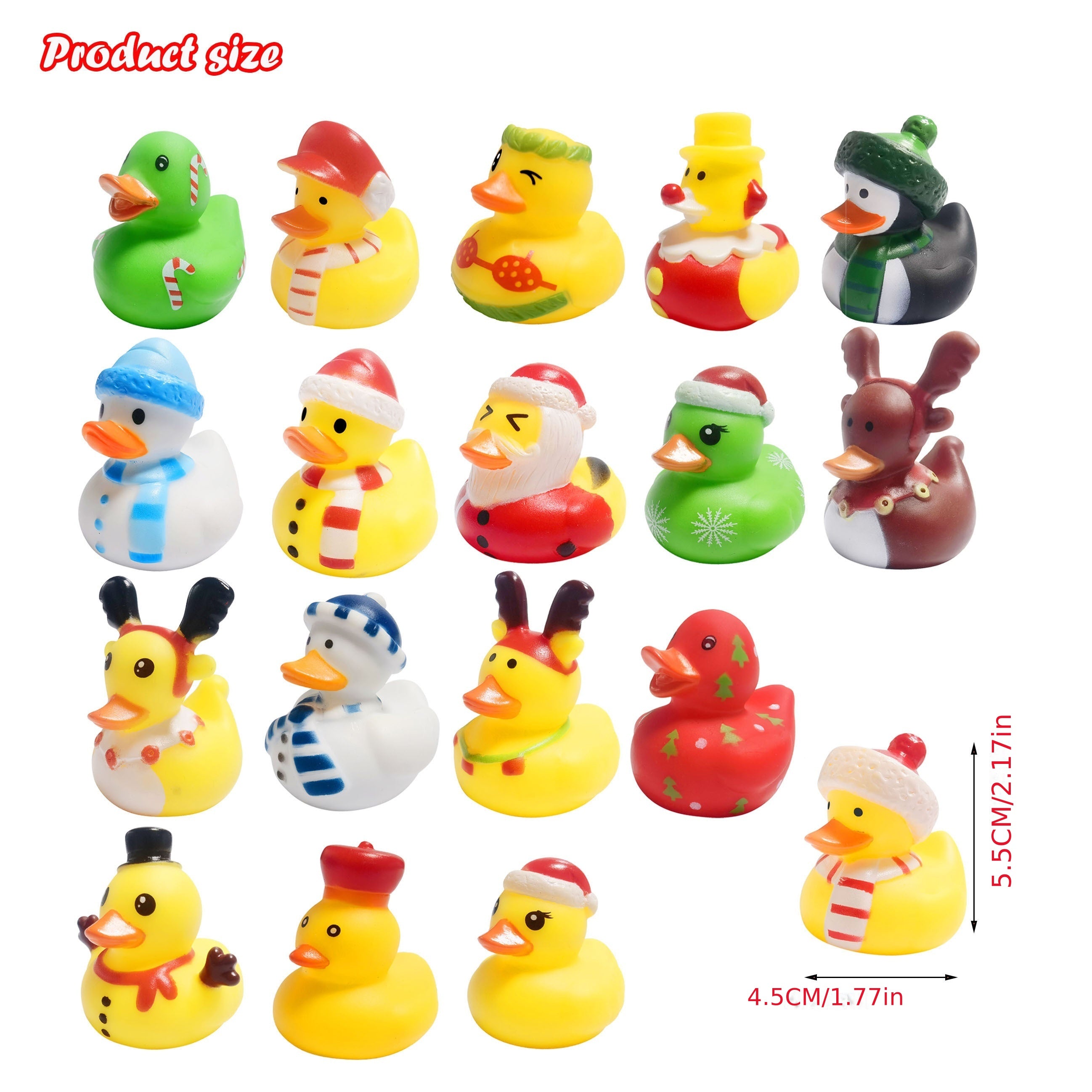 10Pcs Christmas Rubber Ducks Mini Bath Toys Kids Party Favors
