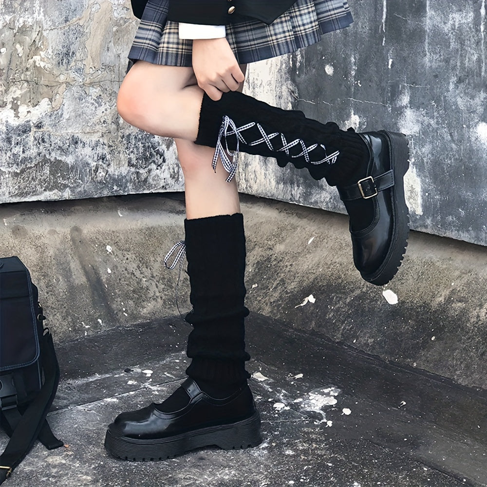 Cross Strappy Leg Warmers & Knee High Socks Women's Stockings