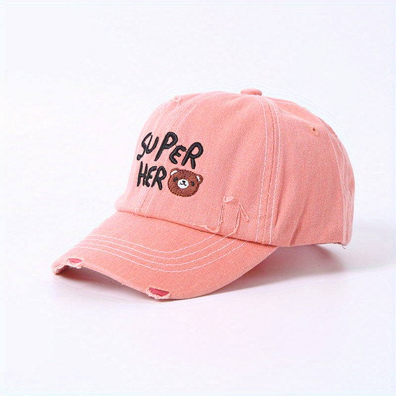 Kids Alphabet Bear Embroidered Baseball Cap for Outdoor Activities