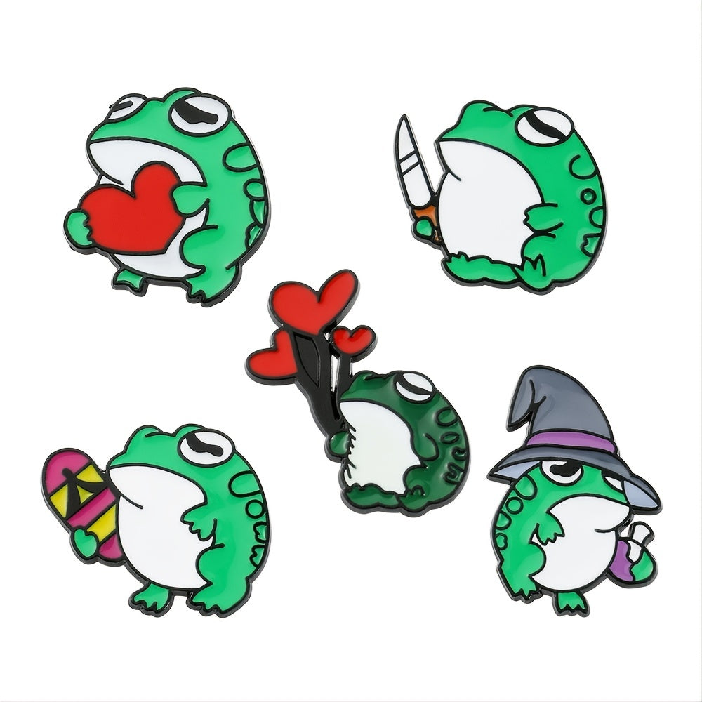 Cute Frog Metal Oil Drip Brooch for Kids