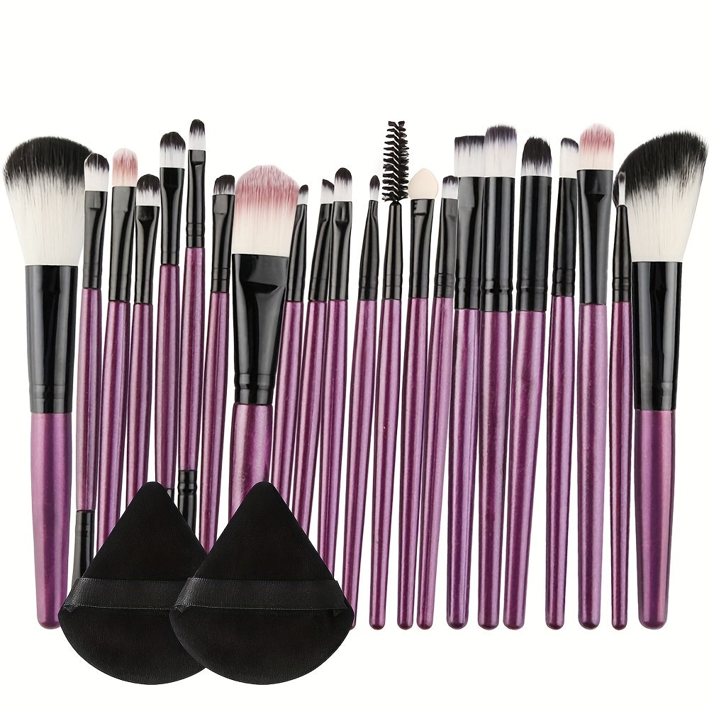 Professional Makeup Brushes Set with Triangle Puffs - 22pcs