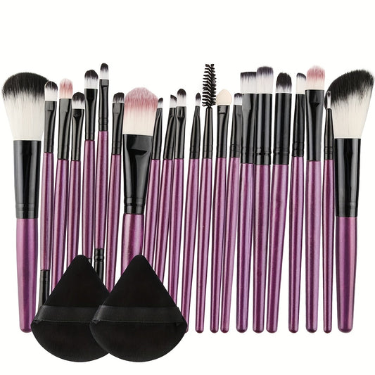 Professional Makeup Brushes Set with Triangle Puffs - 22pcs