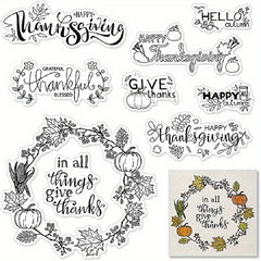 Fall Thanksgiving Pumpkin Leaf Clear Stamps for DIY Crafts