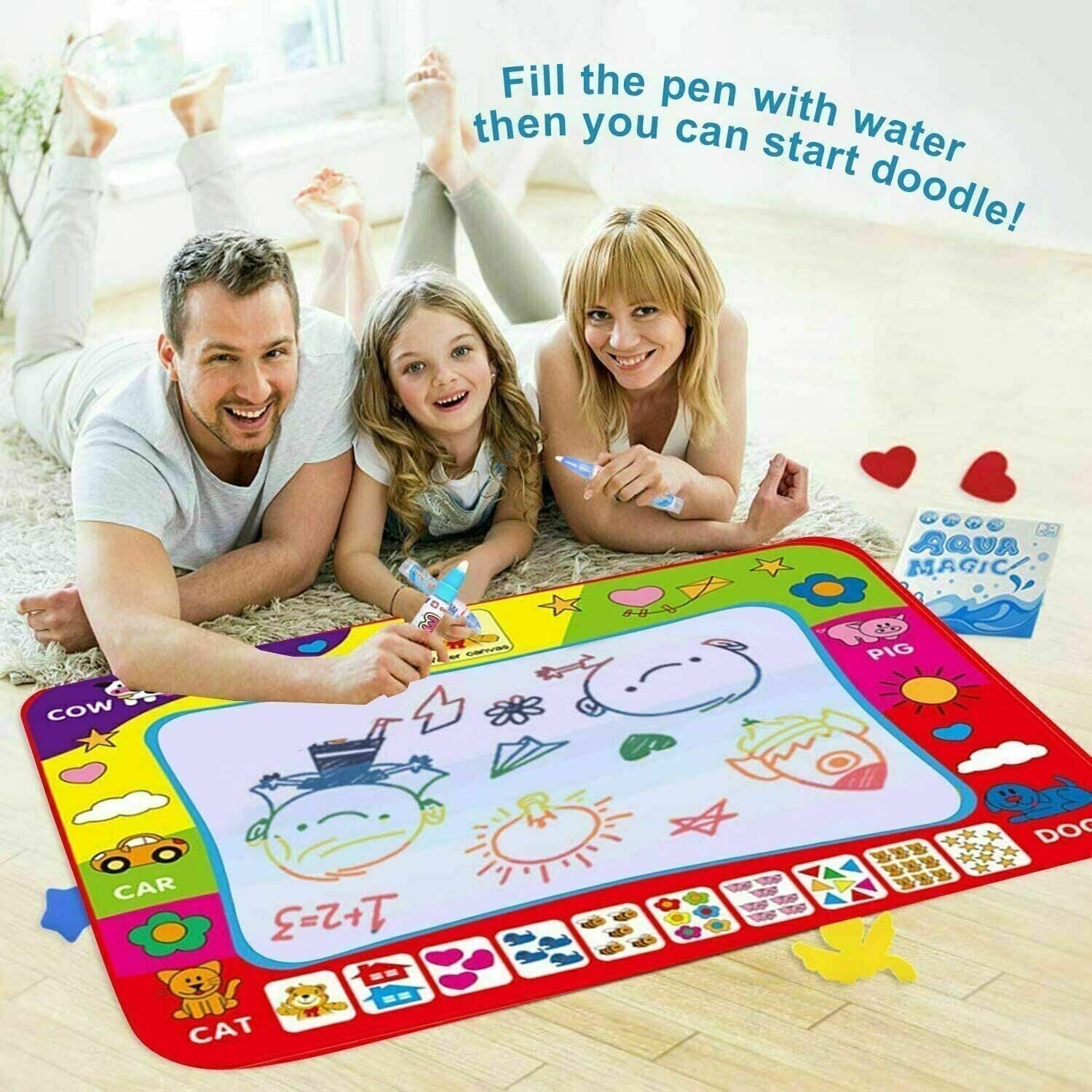 Water Magic Doodle Mat Drawing Painting Mat 60 with 2 Magic Pen Multicoloured