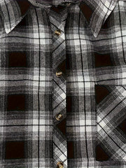  Plaid Print Button Up Long Sleeve Blouse