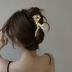 Rose Hair Claw Clip Alloy Metal Hair Clip Golden Silvery Hair Accessories