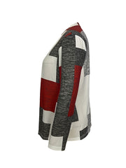  Colorblock Long Sleeve Open Front Cardigan