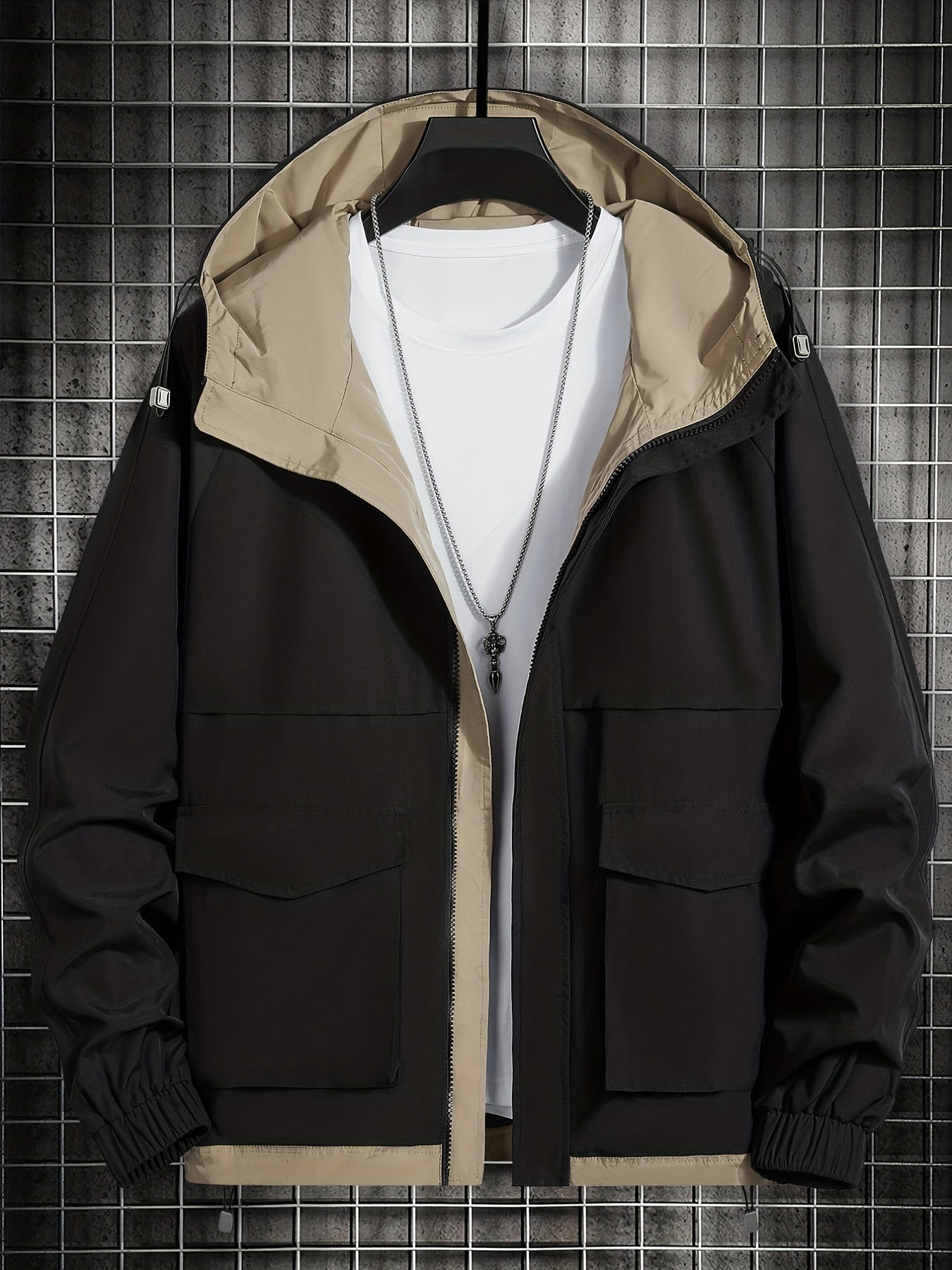 Men Hooded Jacket with Flap Pocket