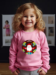 Christmas Santa Graphic Crew Neck Long Sleeve Sweatshirt Kids