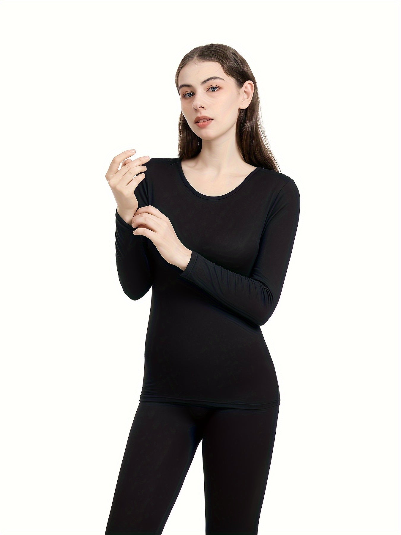 Women's Thermal Underwear Set Long Sleeve Crew Neck Tops & Pants