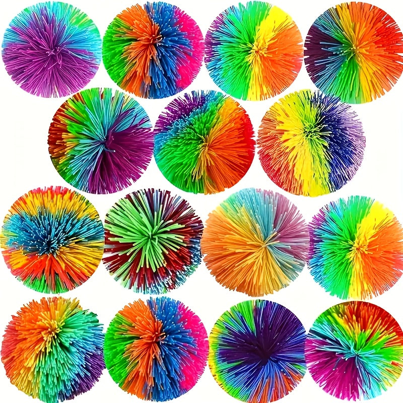 5pcs Stretchy Rubber Balls Durable Squeeze Toys Vibrant Rainbow Colors