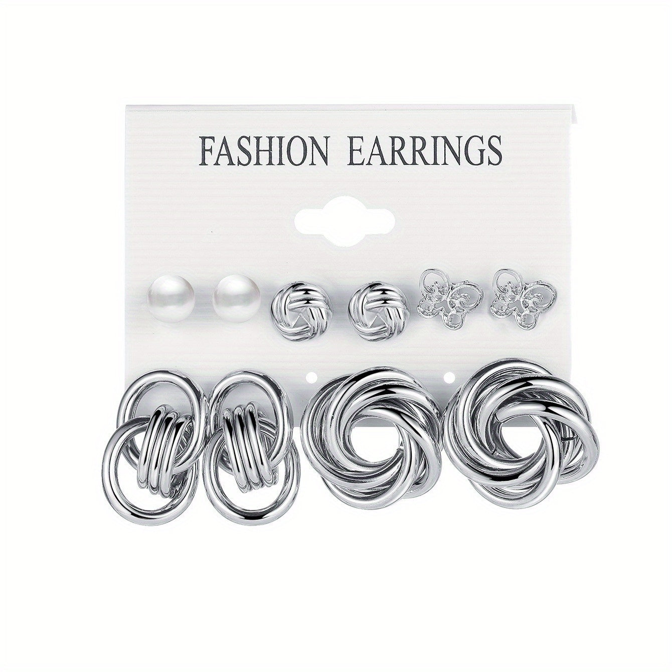 Women's Faux Pearl Butterfly Earrings Set
