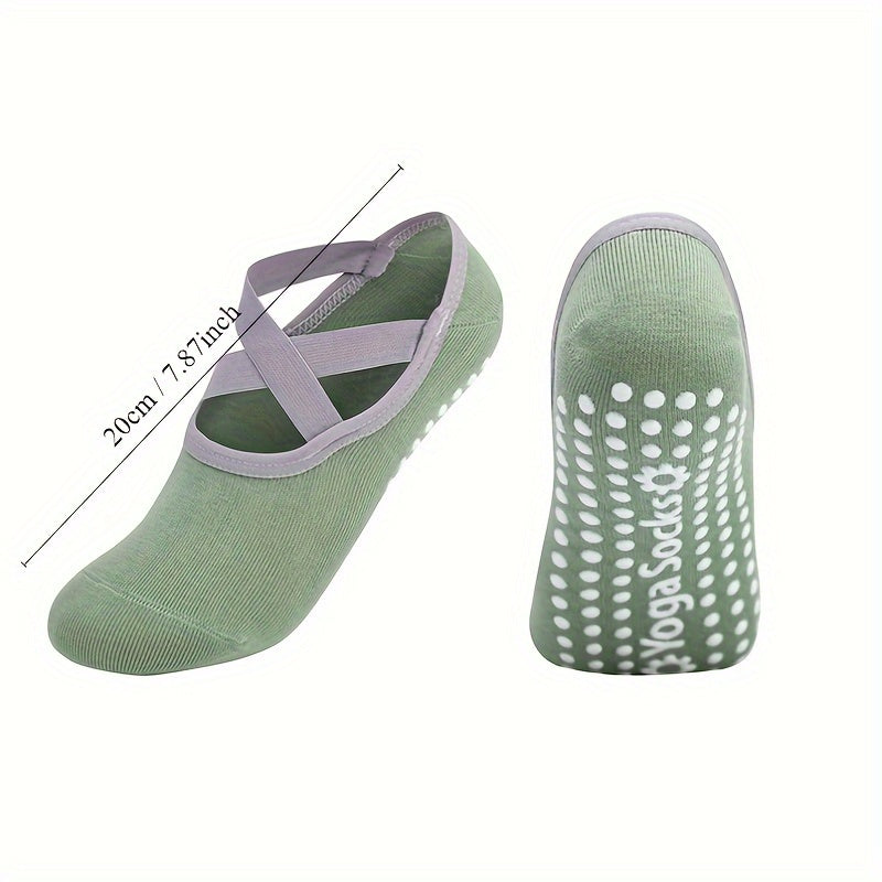 Women's Yoga Socks Non Slip Cross Strap - Sports Socks With Extra Grips