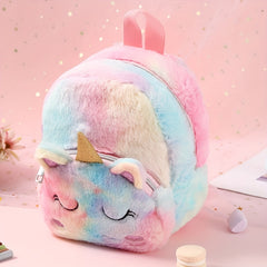 Unicorn Plush Small Schoolbag Girl's Casual Backpack Cartoon Storage Bag