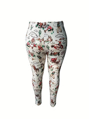  Western Style Pants Women's Plus All..lastic High Rise Skinny Trousers