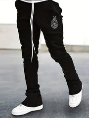 Men's Globe Pattern Flared Trousers Hip Hop Style Joggers