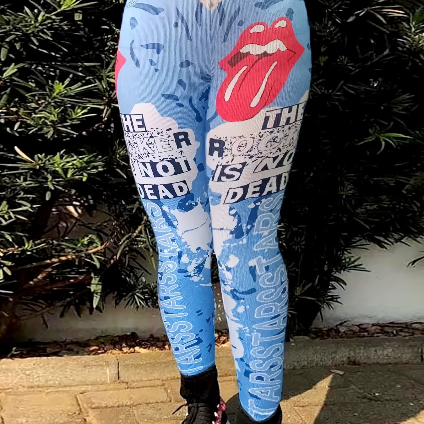  Graffiti Print High Rise Leggings