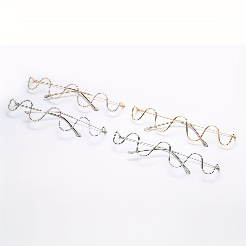 Rhinestone Decor Lensless Glasses Wavy Glasses Frame Stylish Photo Prop
