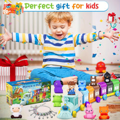 Treasure Game Matching Train with 10 Animal Puppets
