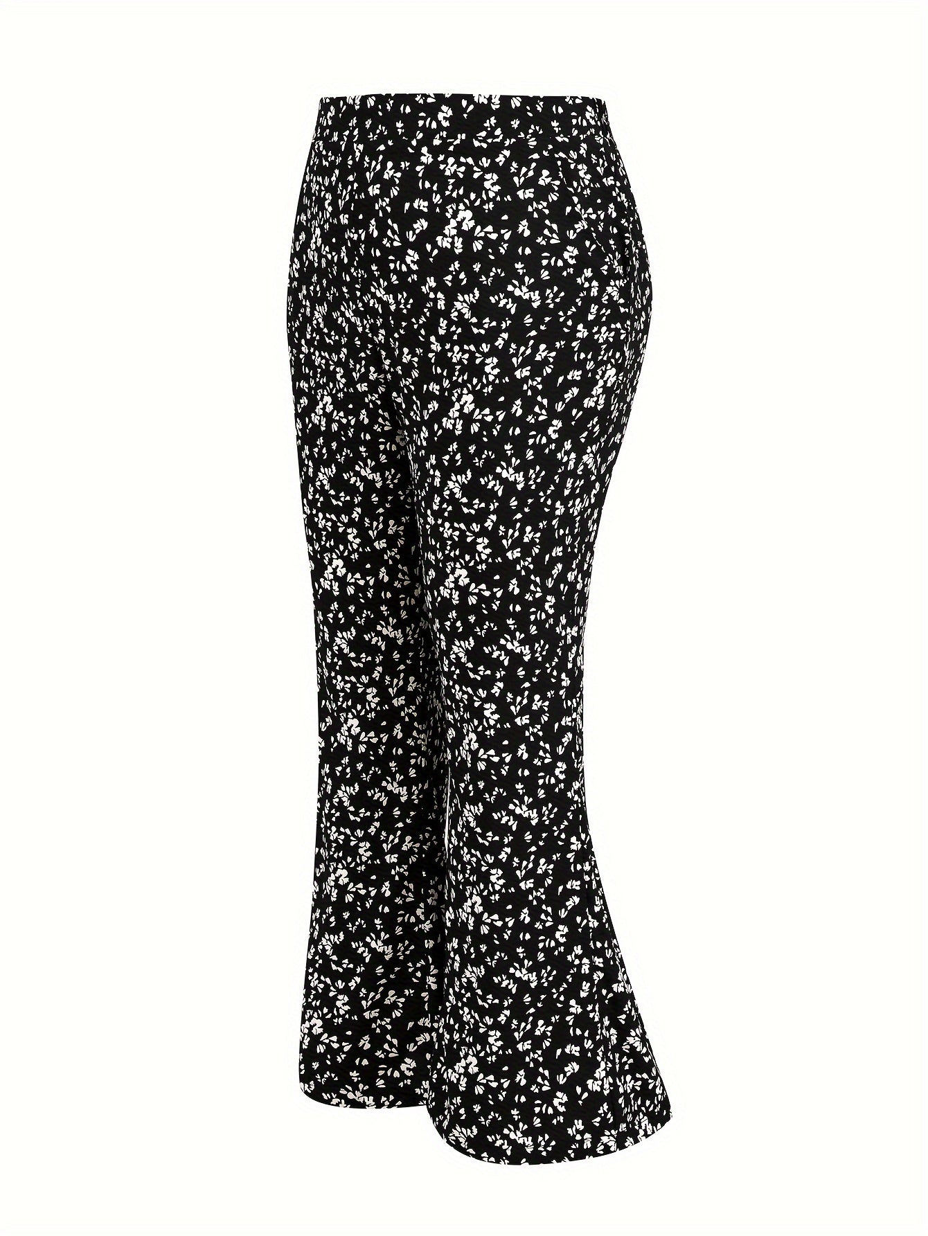  Boho Pants Women's Plus Ditsy Print Wide Leg Medium Stretch