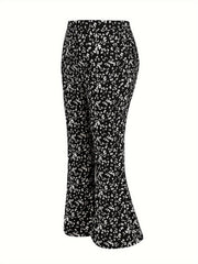  Boho Pants Women's Plus Ditsy Print Wide Leg Medium Stretch