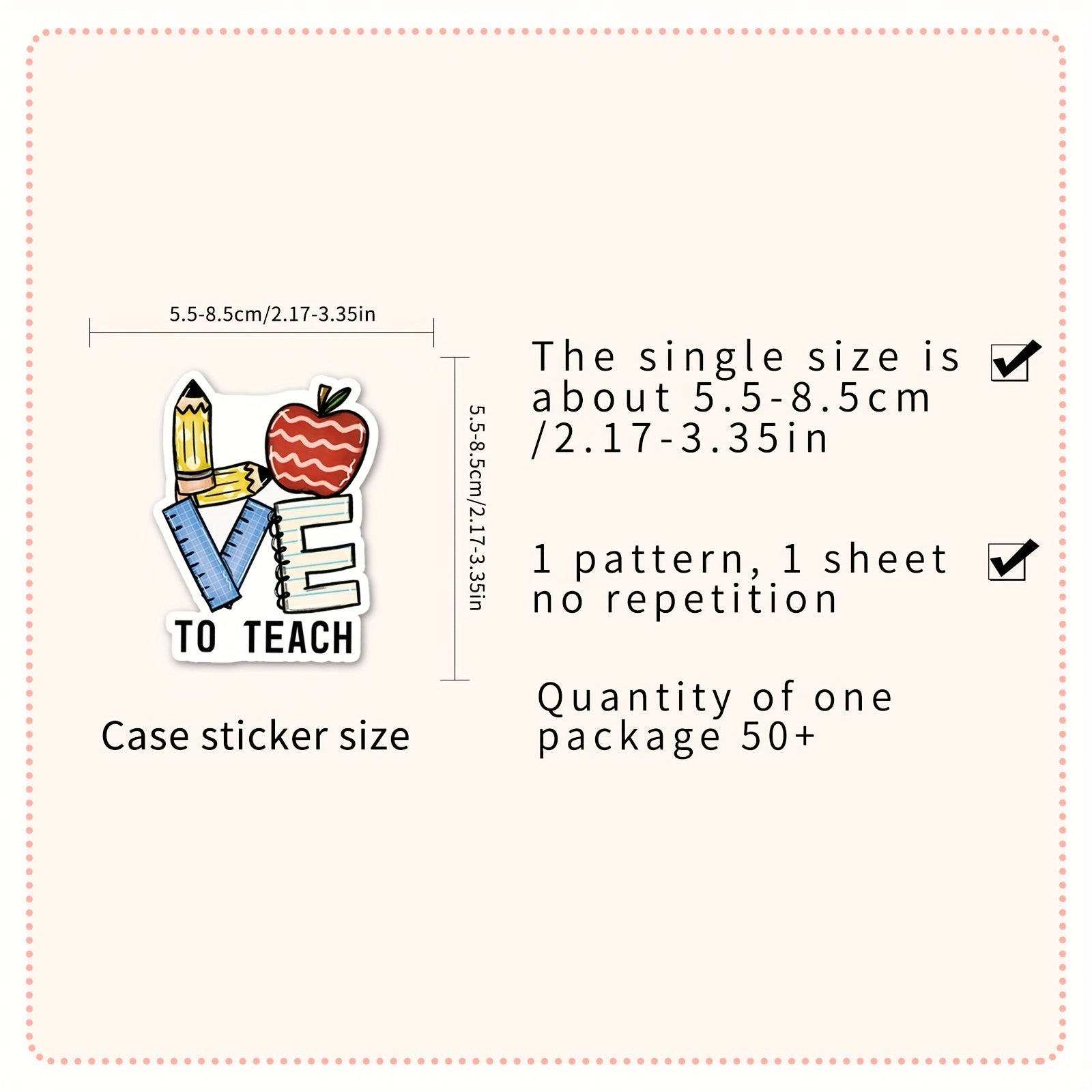 50pcs Teacher Themed Waterproof Stickers for Bottles Laptops & Scrapbooks
