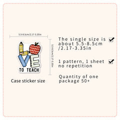 50pcs Teacher Themed Waterproof Stickers for Bottles Laptops & Scrapbooks