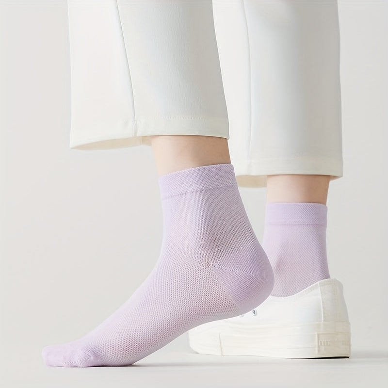6 Pairs Solid Mesh Socks Women's Stockings