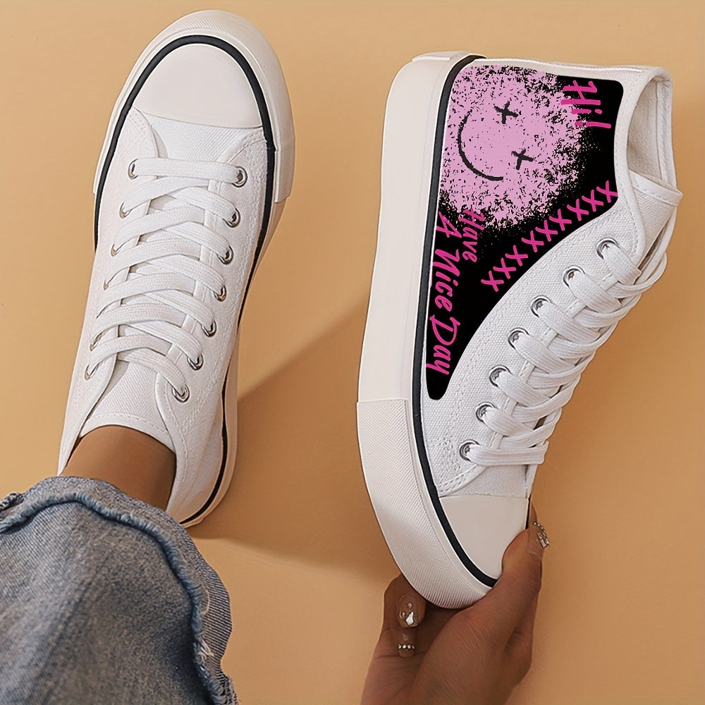 Graffiti Print Lightweight High Top Canvas Sneakers