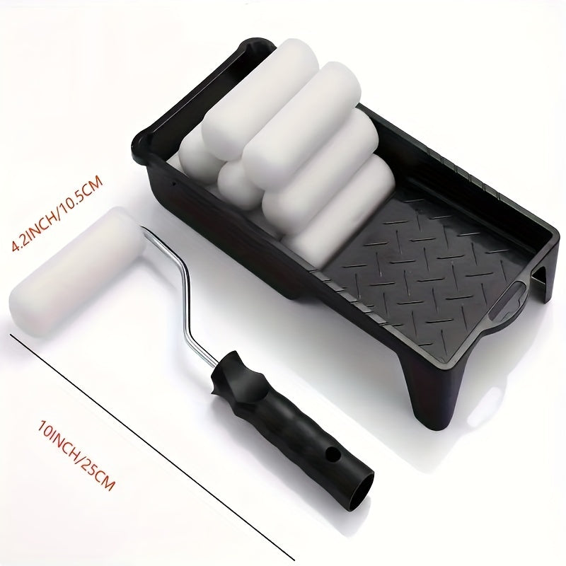 12pcs Foam Paint Tray Set w/ Roller Frame & Roller Cover Refills