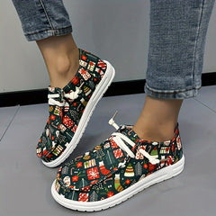 Women's Christmas Tree & Flag Pattern Skateboarding Shoes