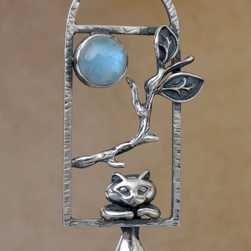 Playful Cat Pendant Necklace, Window Sill Design