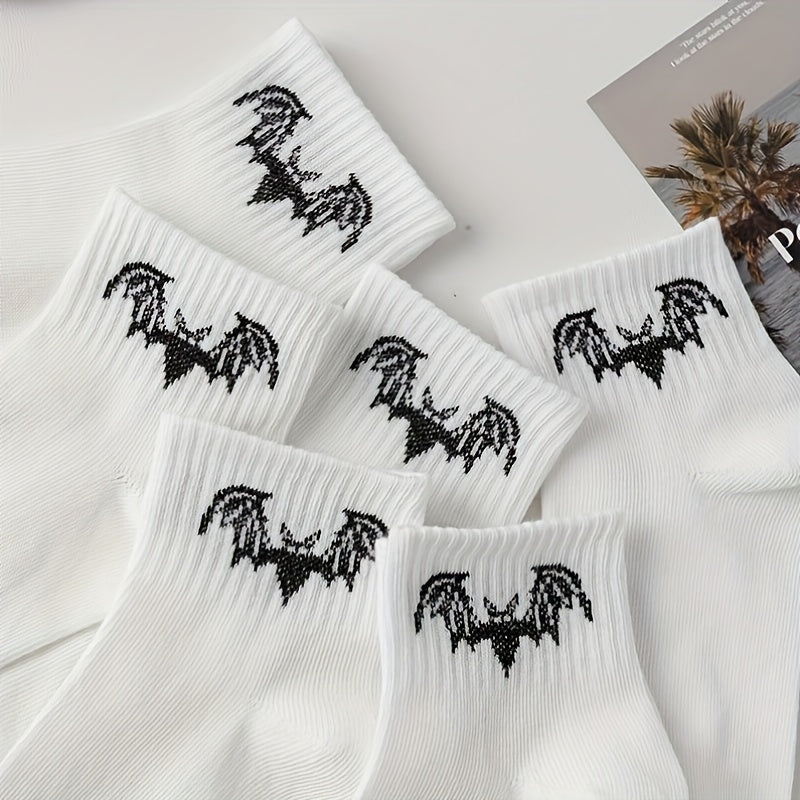 6 Pairs Bat Pattern Socks Halloween Women's Stockings