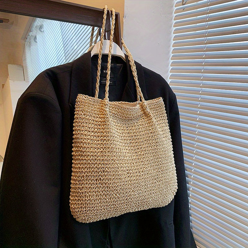 Large Straw Tote Bag Woven Beach Shoulder Bag for Travel
