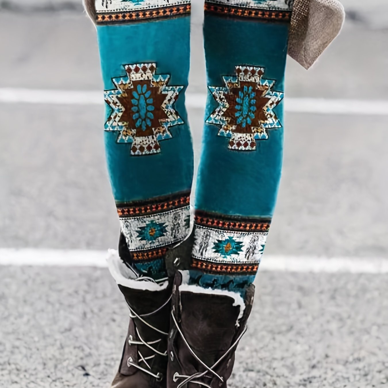 Boho High Waist Stretchy Leggings Women's Clothing