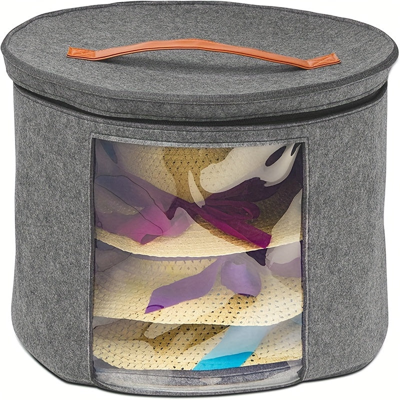 Large Felt Cowboy Hat Storage Box Dustproof Lid Closet Organization